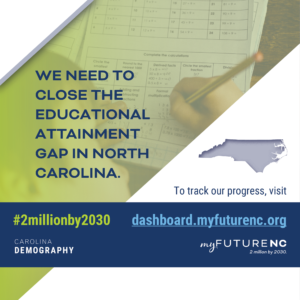 Image: We need to close the educational gap in North Carolina. To track our progress, visit dashboard.myfuture.nc.org #2millionby2030